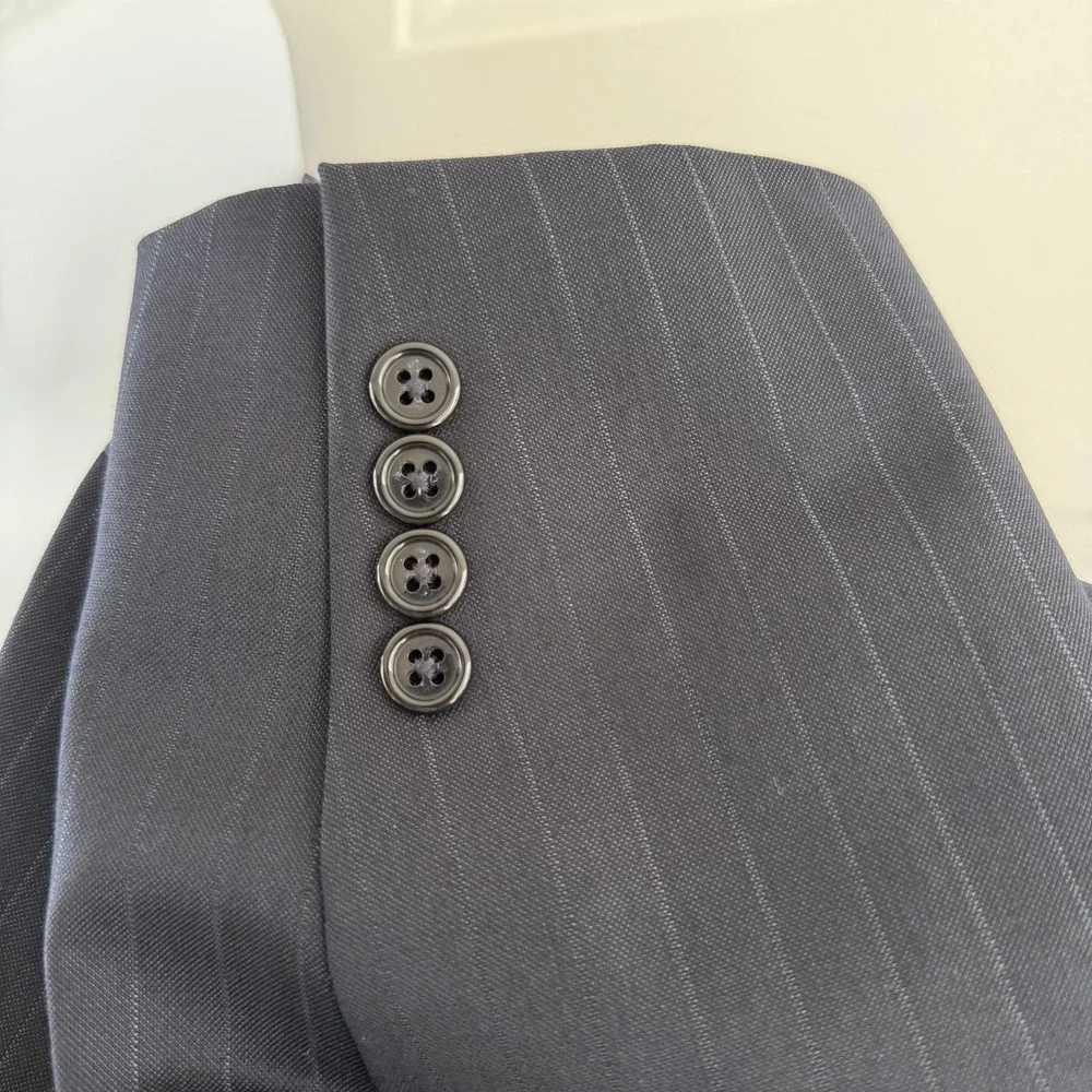 Jos A Bank Suit Mens 46R Blue Pinstripe Wool Silk 2 Piece 41x31 Pants Business